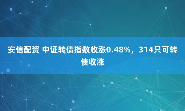 安信配资 中证转债指数收涨0.48%,314只可转债收涨